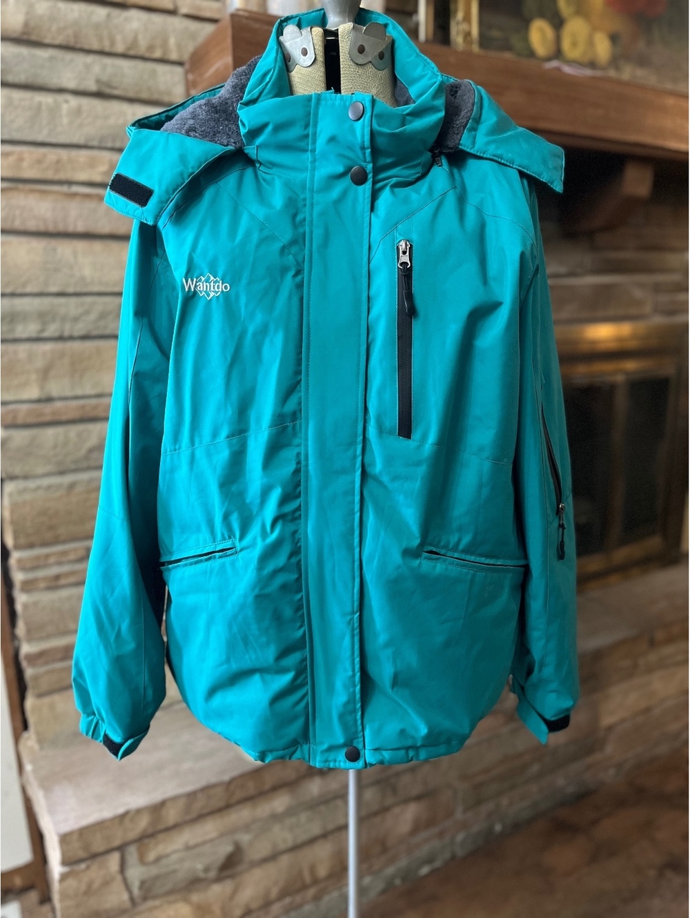 Wantdo Women's Ski Jacket XL Turquoise Teal Waterproof Winter Snow Coat Hooded